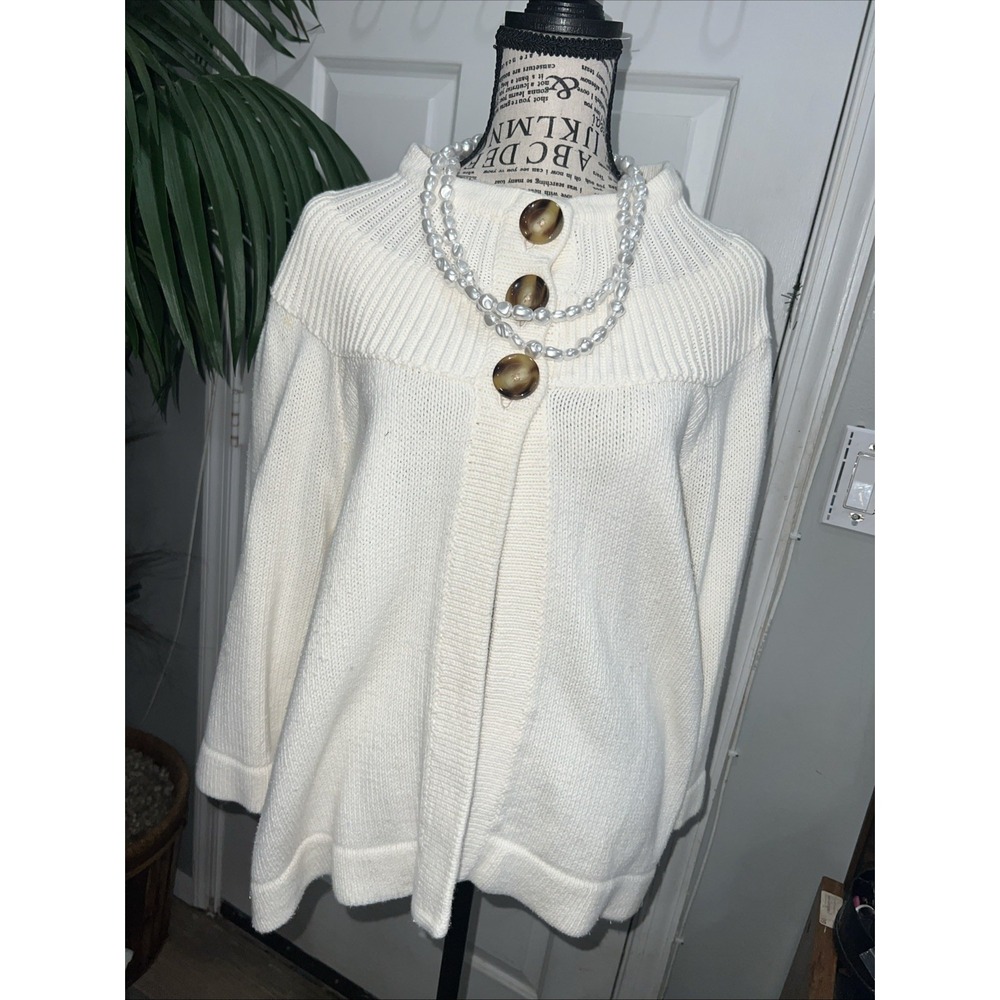 Michael Kors‎ Woman's Pheasant Sweater 1x Button-cream Classy Boho Staple 446